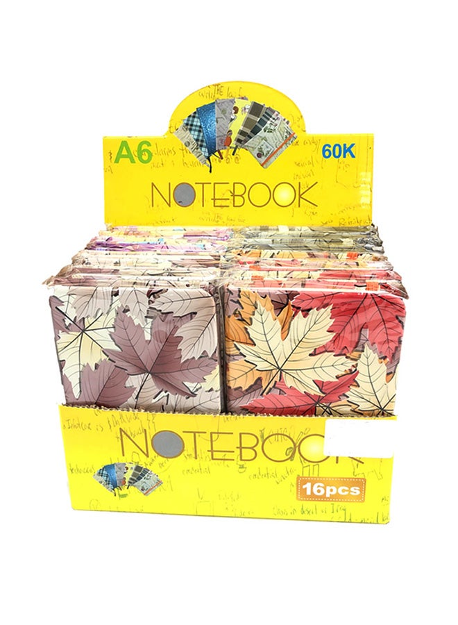 16-Piece A6 Maple Leaf Printed Notebook Multicolour - Image 1