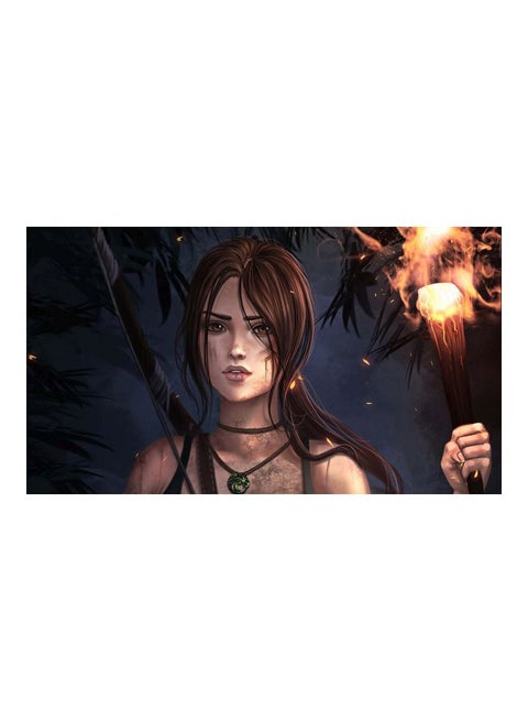 Lara Croft Tomb Raider Themed Wall Print With Frame Black/Beige/Brown