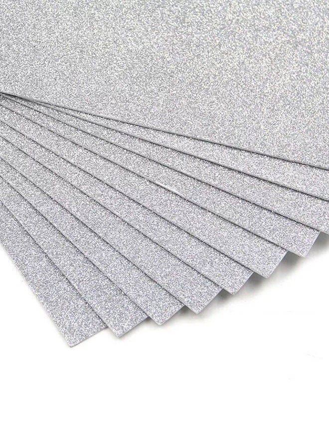 CHIISEN GLITTER NON-ADHESIVE EVA FOAM A4X2MM-SILVER 10pcs Per pack Silver - Image 2