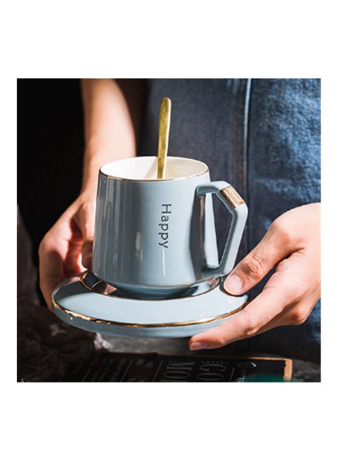 Lucky Happy Printed Ceramic Coffee Mug blue  - Image 2