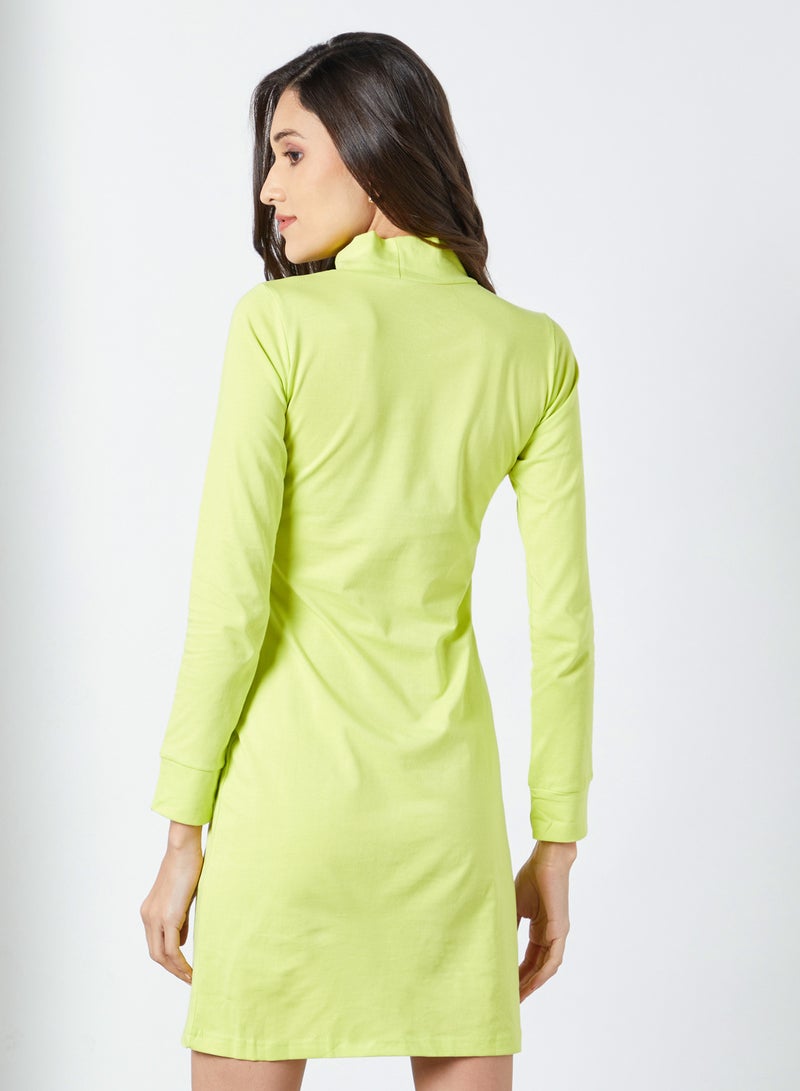High Streets - High Neck Bodycon Dress Green - Image 1