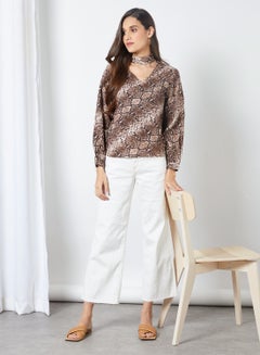 High Streets Animal Printed Top Brown/White  - Image 1