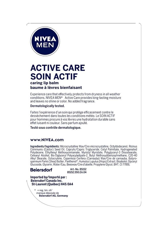 Nivea Active Care Lip Balm Stick 4.8grams - Image 2