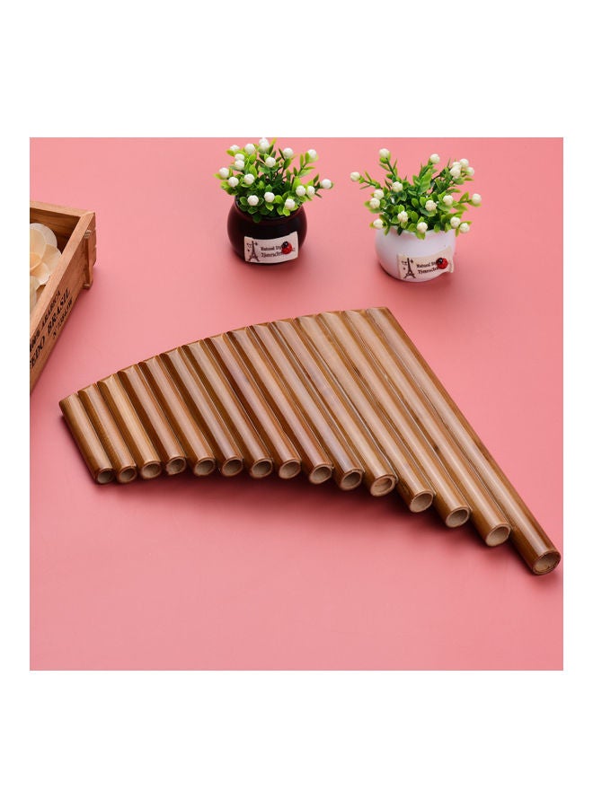 Generic - 15 Pipe Pan Flute G Key Pan Pipes Natural Bamboo Panpipes Chinese Traditional Woodwind Instrument With Carry Bag - Image 1