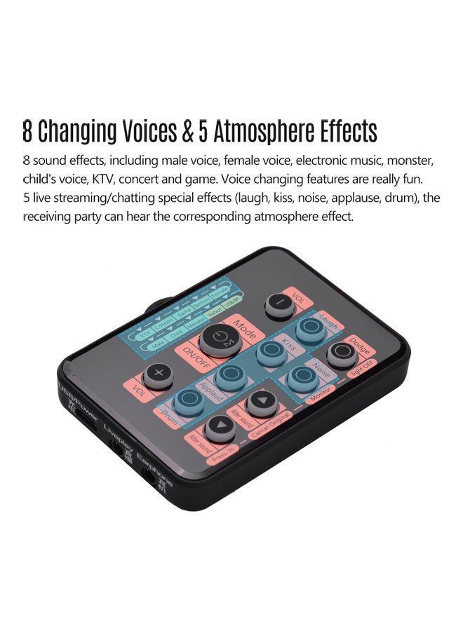 Sk5 Upgraded Version Multi-functional Dsp Sound Card Voice Changer With 8 Changing Voices 5 Atmosphere Effects Wireless Bt Accompaniment Universal For Mobile Phone And Computer