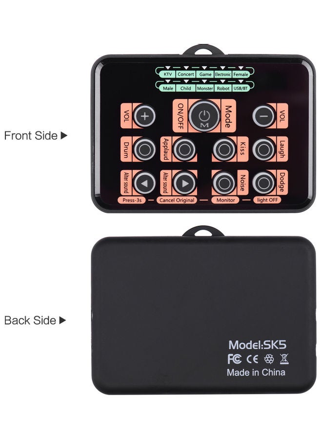 Sk5 Upgraded Version Multi-functional Dsp Sound Card Voice Changer With 8 Changing Voices 5 Atmosphere Effects Wireless Bt Accompaniment Universal For Mobile Phone And Computer