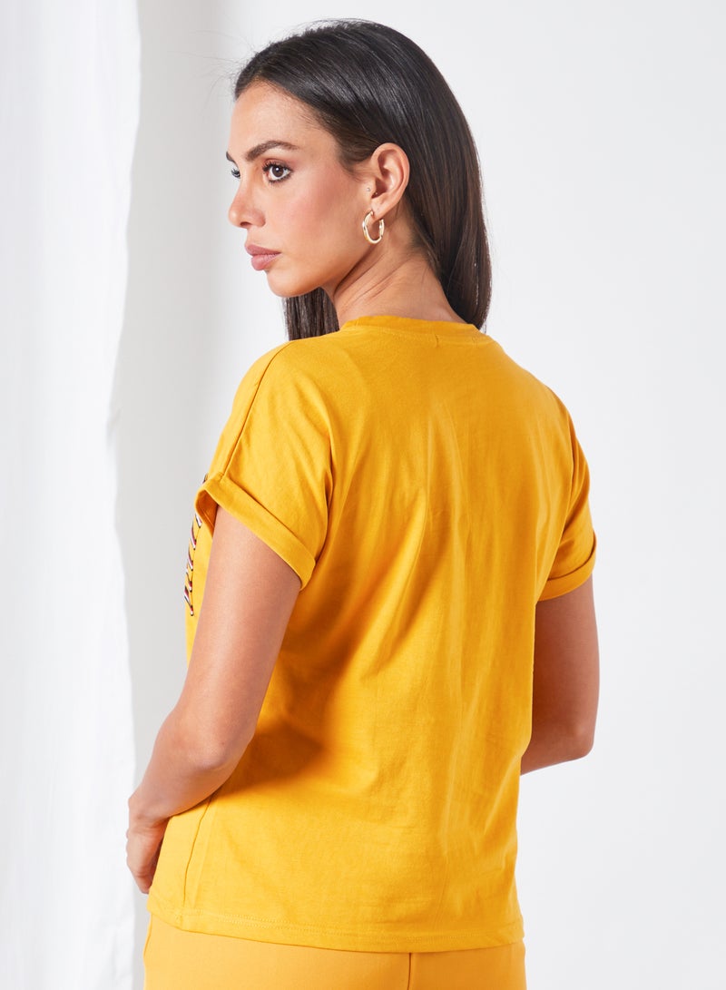 Miss Chase Contrast Pocket T-Shirt Yellow  - Image 2