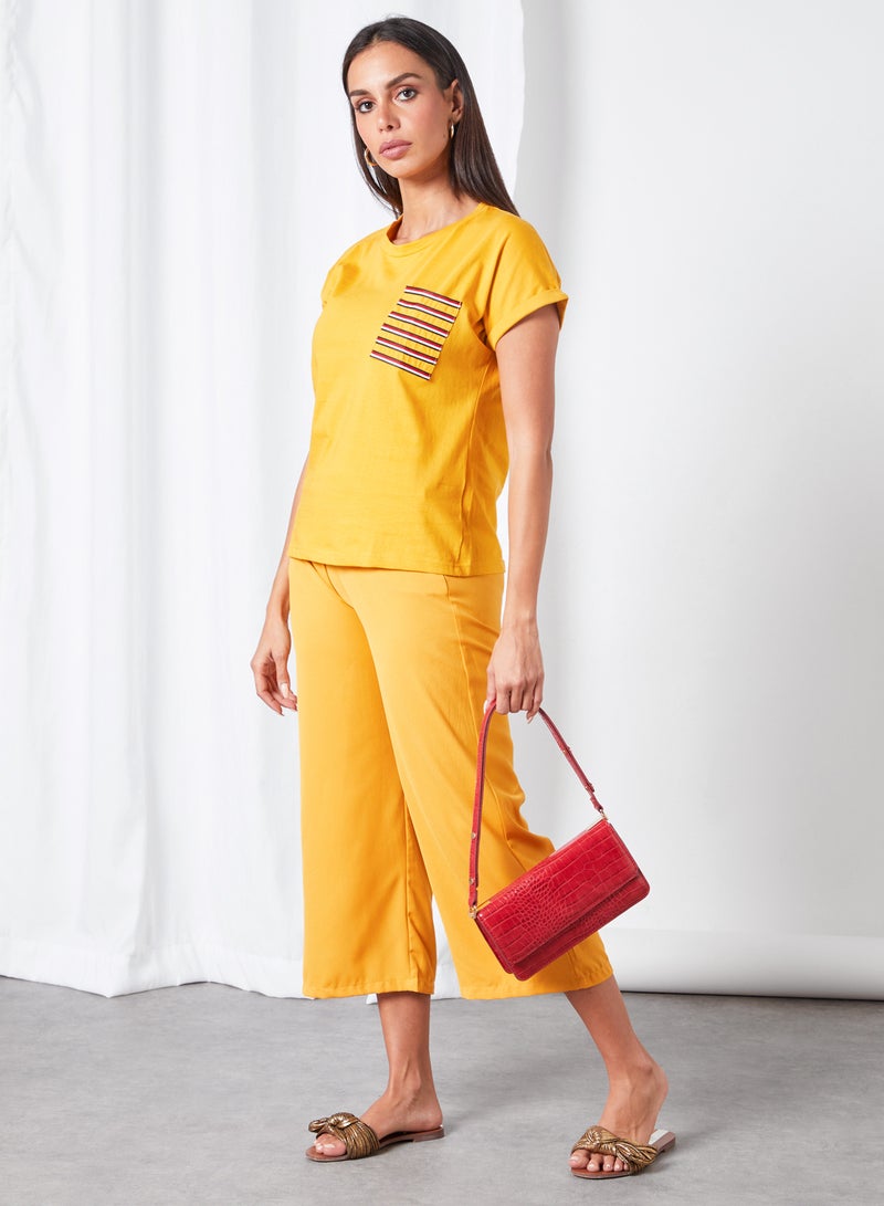 Miss Chase Contrast Pocket T-Shirt Yellow  - Image 4