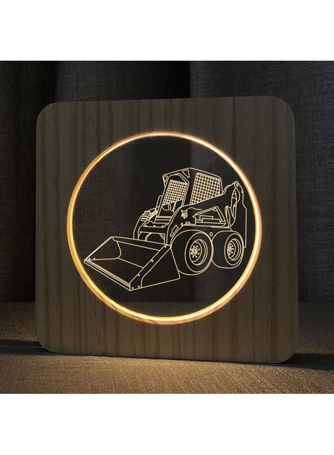 بيوينتي مصباح طاولة ليلي خشبي بطبعة جرافة وثلاثي الأبعاد أبيض دافئ 19x19سم - Image 5