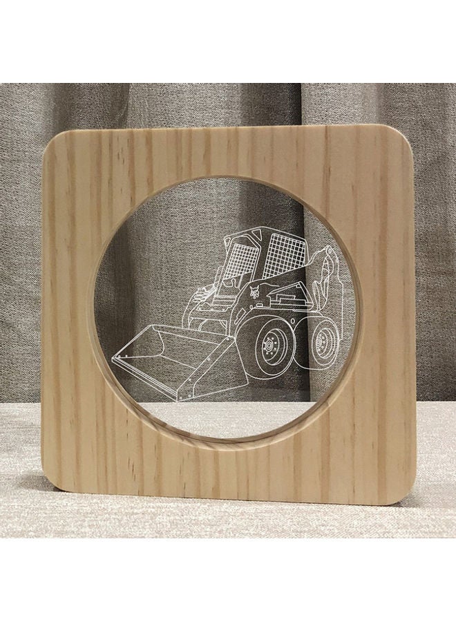 بيوينتي مصباح طاولة ليلي خشبي بطبعة جرافة وثلاثي الأبعاد أبيض دافئ 19x19سم - Image 3