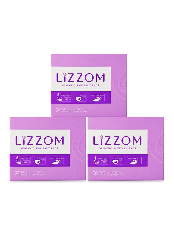 LiZZOM 60-Piece Organic Sanitary Daily Liner Pads White  - Image 1