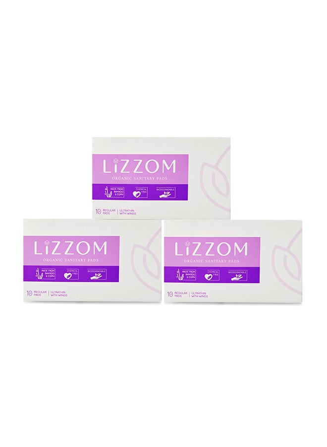 ليزوم فوط صحية عضوية بالأجنحة من 30 قطعة أبيض Regular - Image 2