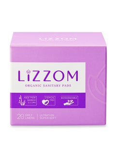 LiZZOM 20-Piece Organic Sanitary Daily Liner Pads White 155cm  - Image 1