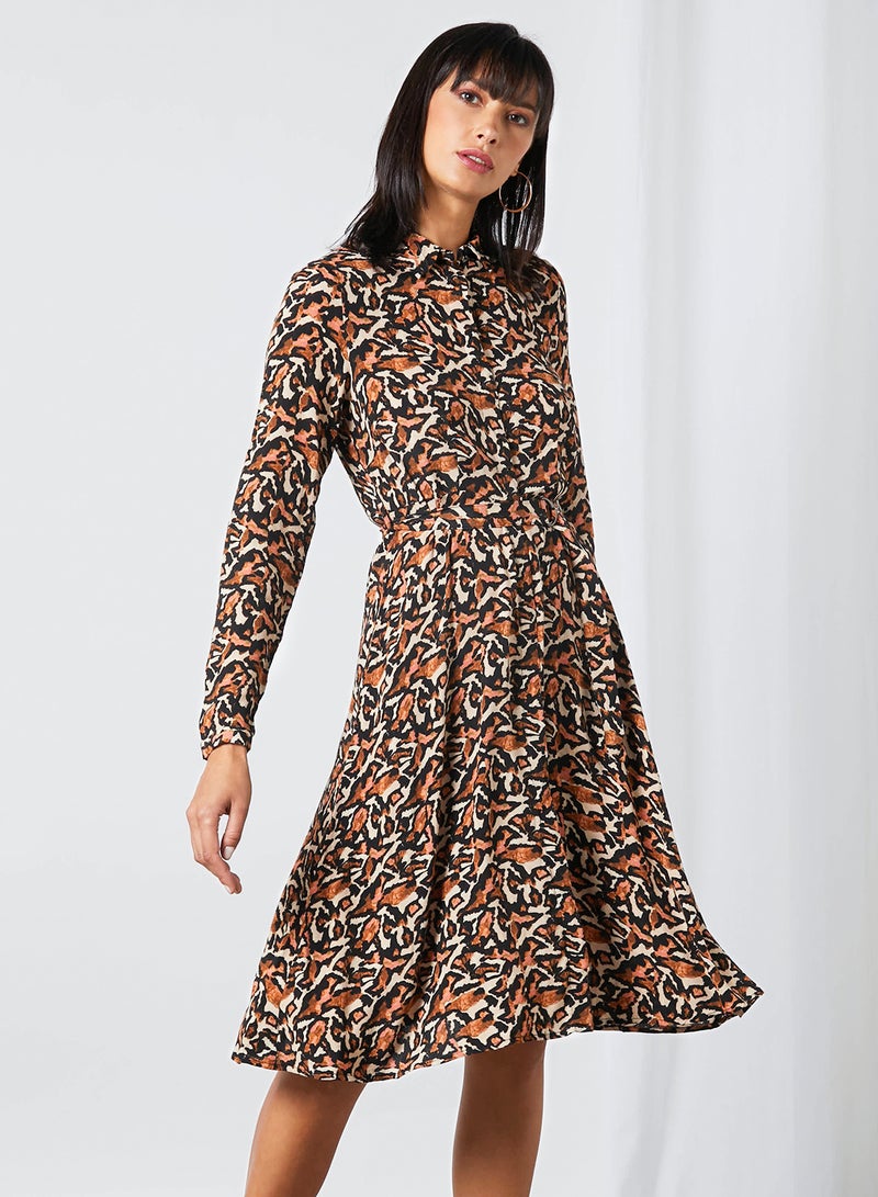 VERO MODA - Cambria Long Sleeves Shirt Dress Crystal/Brown/Black - Image 1