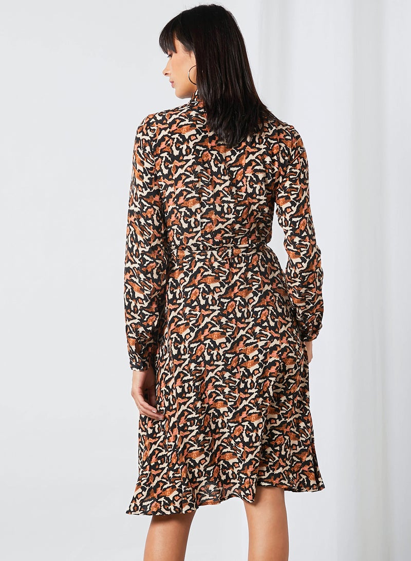 VERO MODA - Cambria Long Sleeves Shirt Dress Crystal/Brown/Black - Image 1
