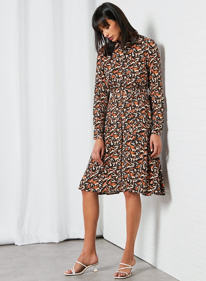 VERO MODA - Cambria Long Sleeves Shirt Dress Crystal/Brown/Black - Image 1