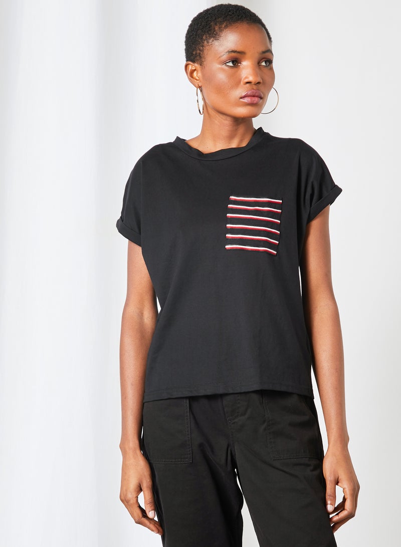 Miss Chase Contrast Pocket T-Shirt Black  - Image 1