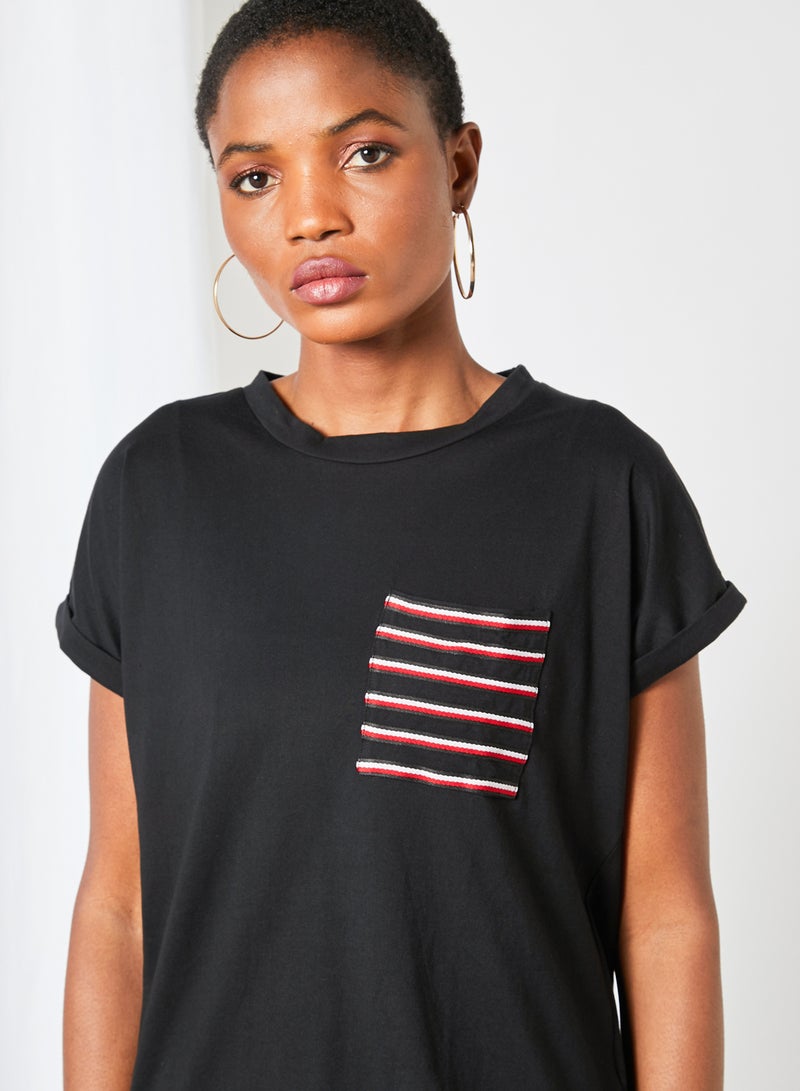 Miss Chase Contrast Pocket T-Shirt Black  - Image 2