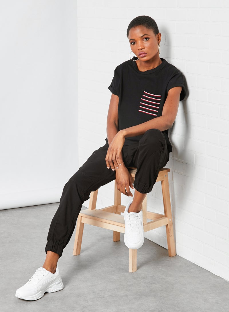 Miss Chase Contrast Pocket T-Shirt Black  - Image 4