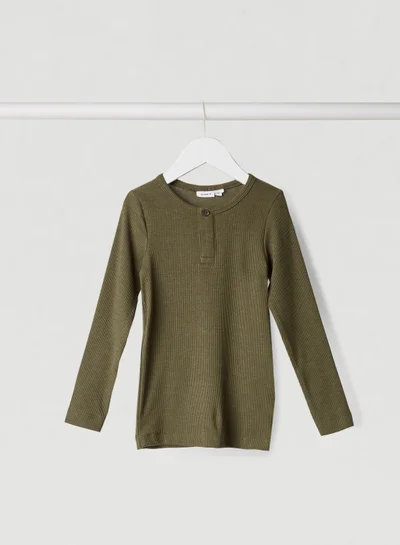 NAME IT Kids Rib Long Sleeve T-Shirt Olive Night