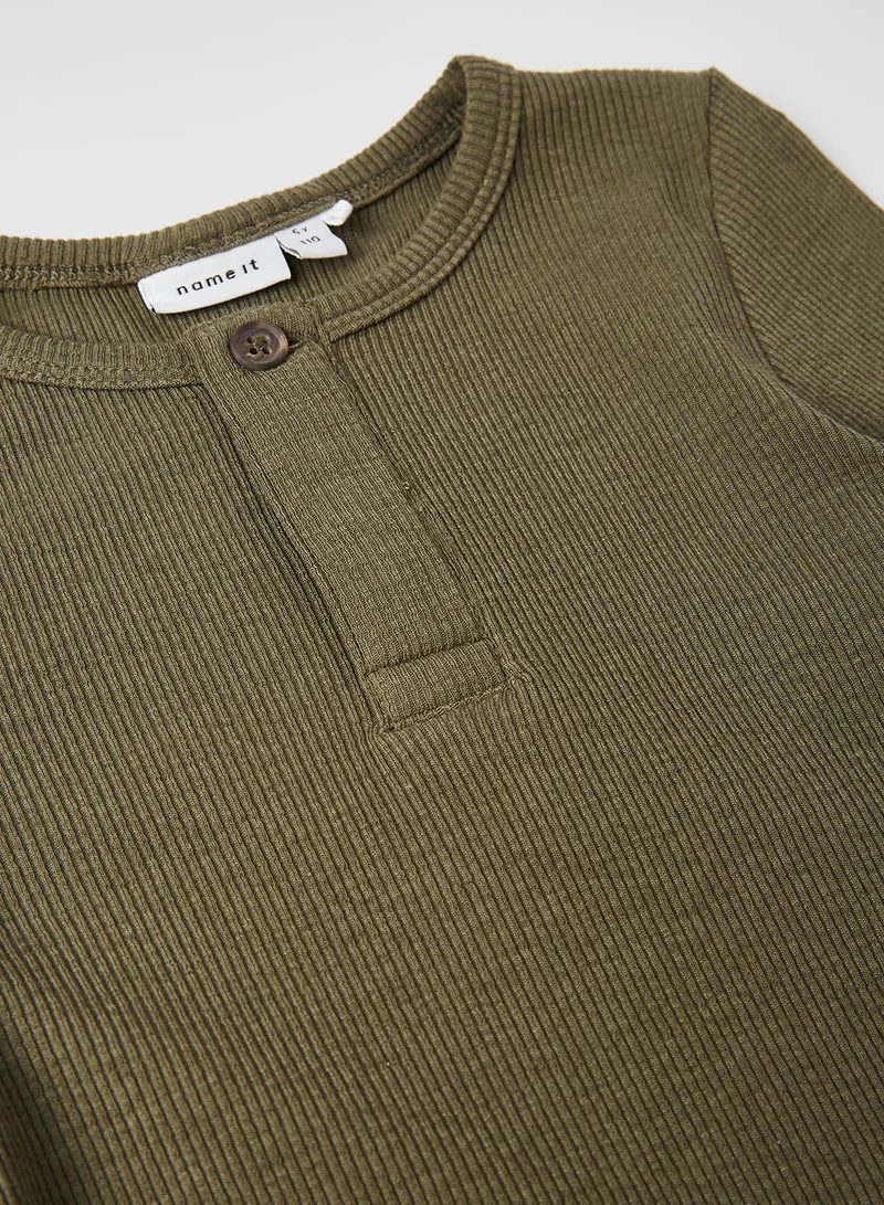 NAME IT Kids Rib Long Sleeve T-Shirt Olive Night