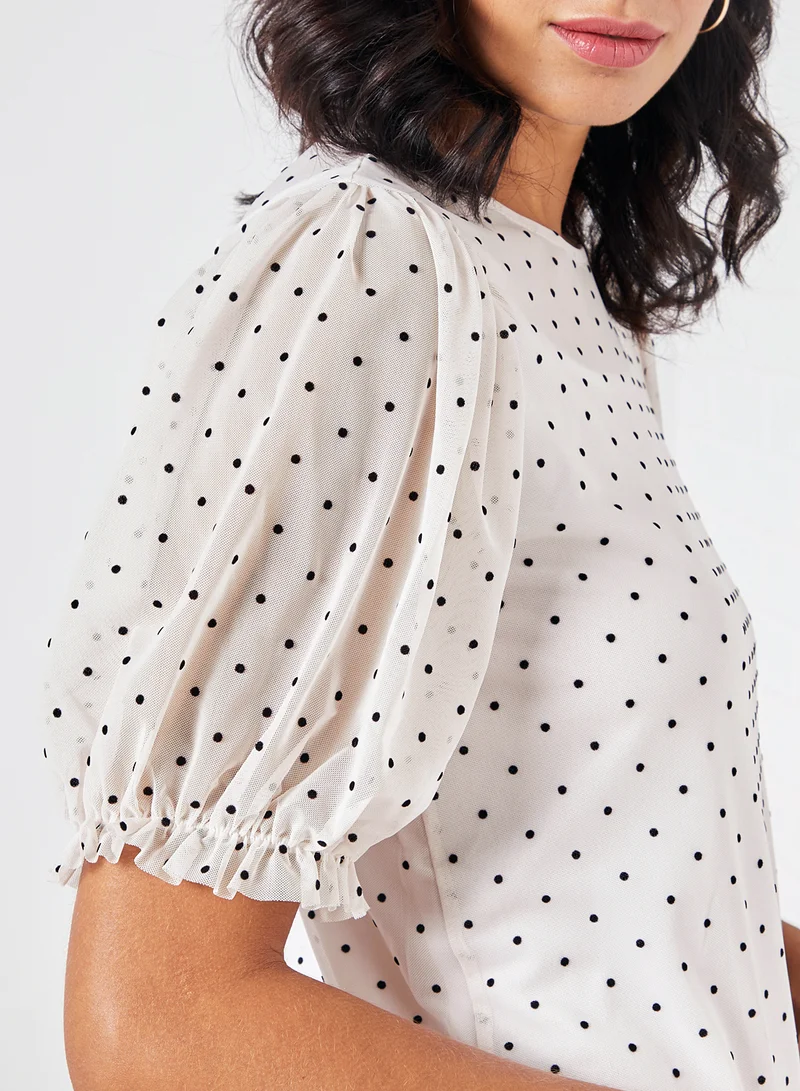 NOISY MAY June Polka Dot Frill Dress Bright White