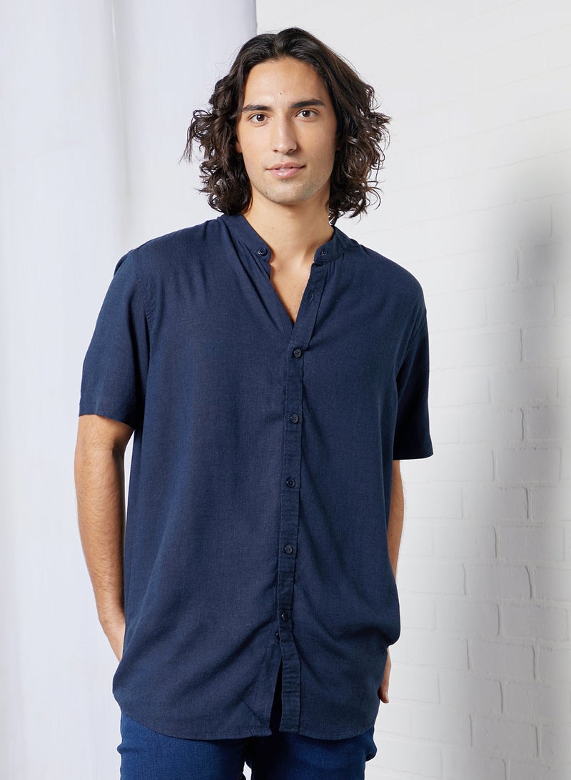 BRAVE SOUL Anglo Short Sleeve Shirt Rich Navy  - Image 1