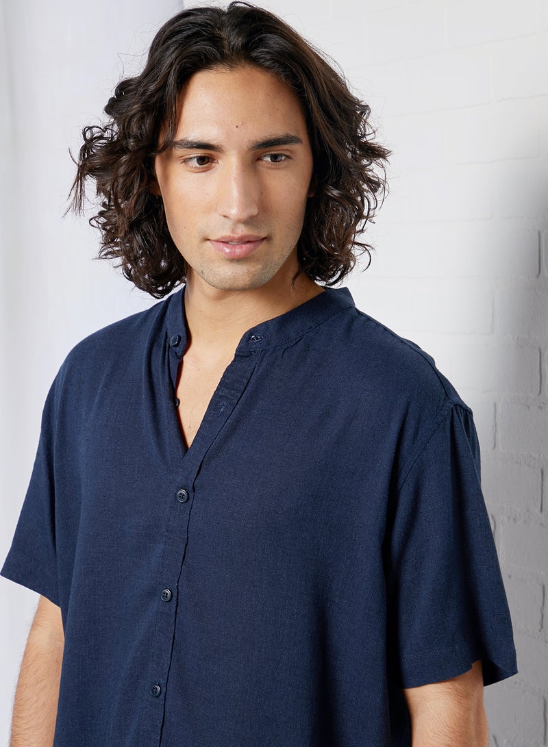 BRAVE SOUL Anglo Short Sleeve Shirt Rich Navy  - Image 2