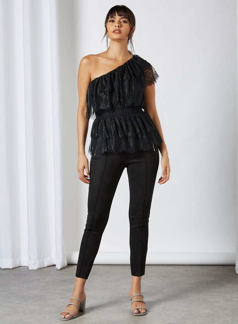 Y.A.S Vivian One Shoulder Blouse Black  - Image 2
