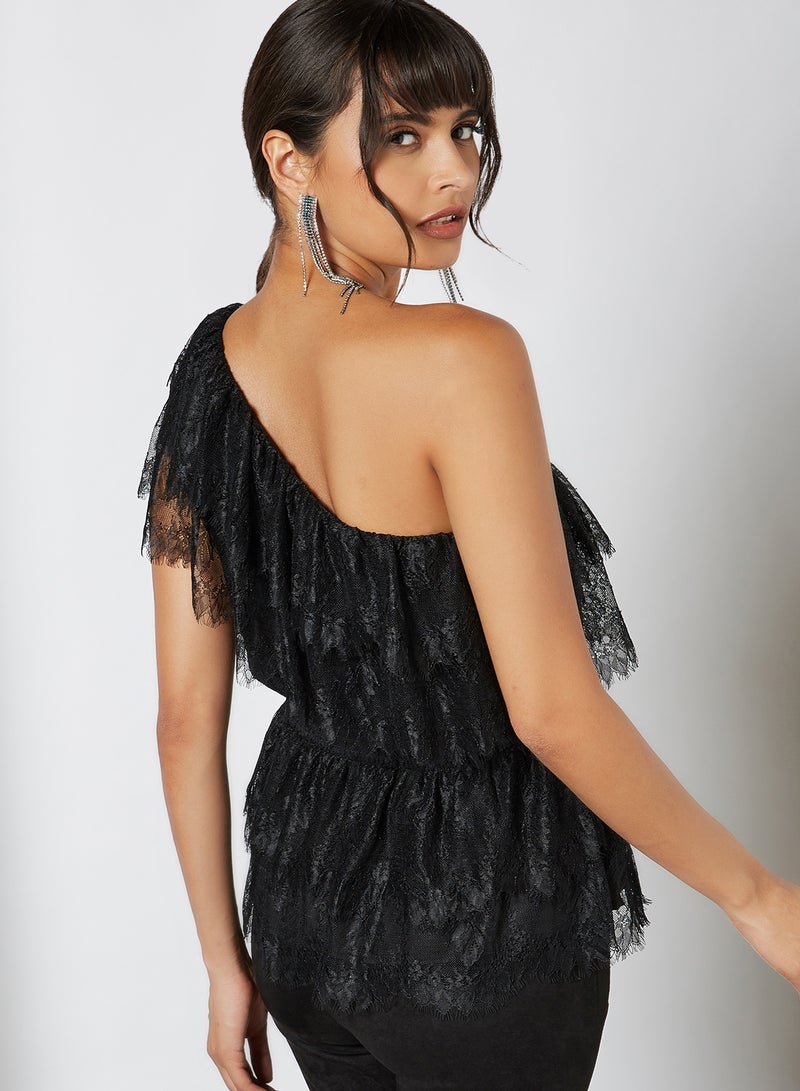 Y.A.S Vivian One Shoulder Blouse Black  - Image 3