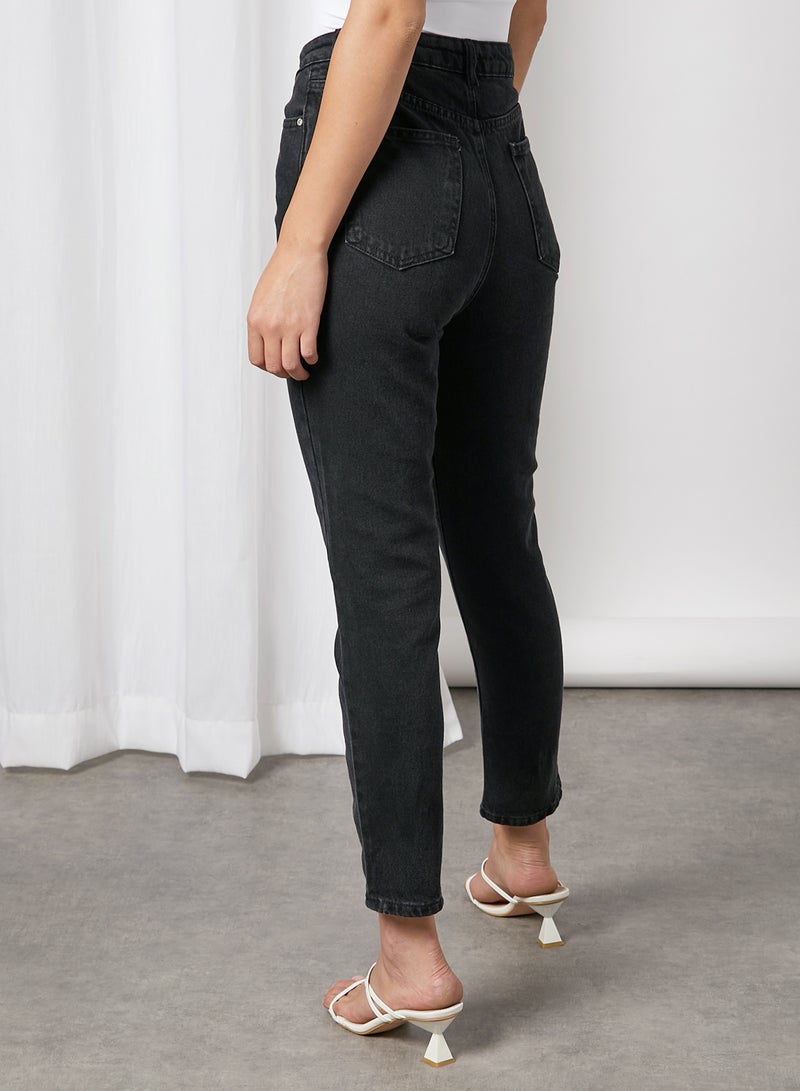 trendyol - Asymmetric Waist Jeans Black - Image 1