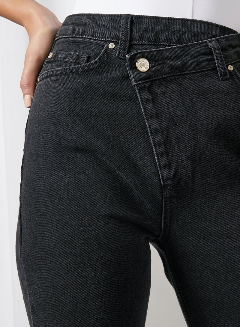 trendyol - Asymmetric Waist Jeans Black - Image 1