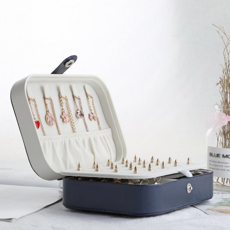 Generic Multi-functional Display Jewelry Storage Case For Rings Earrings Necklace Dark blue  - Image 2