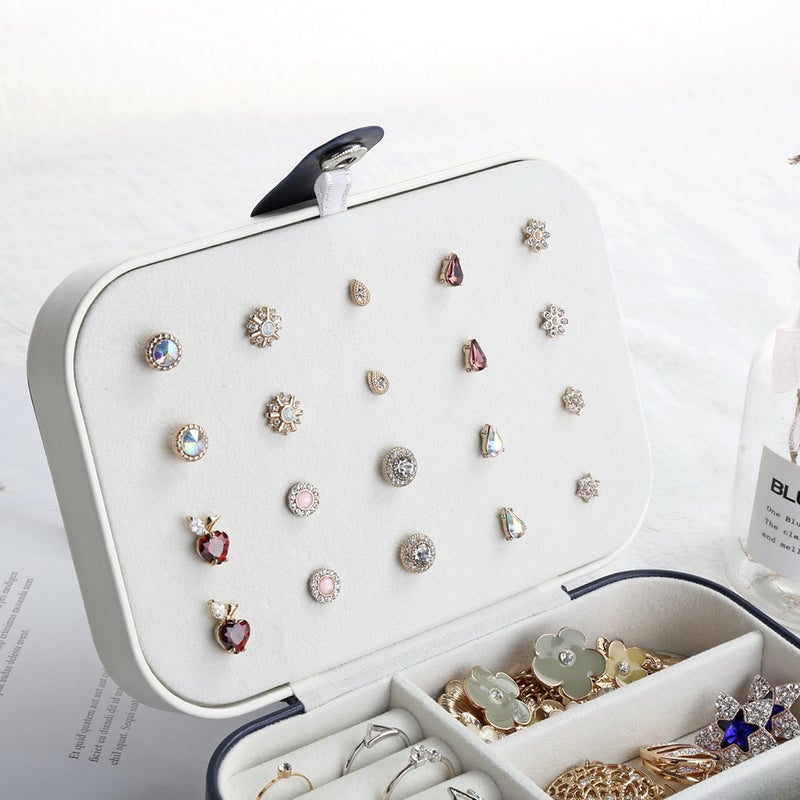 Generic Multi-functional Display Jewelry Storage Case For Rings Earrings Necklace Dark blue  - Image 3