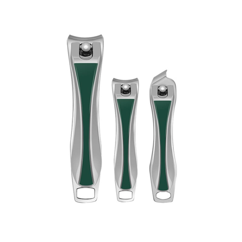 3-Piece Stainless Steel Nail Clippers Set Green - Image 2