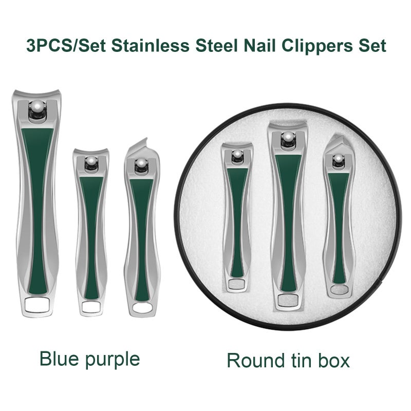 3-Piece Stainless Steel Nail Clippers Set Green - Image 4