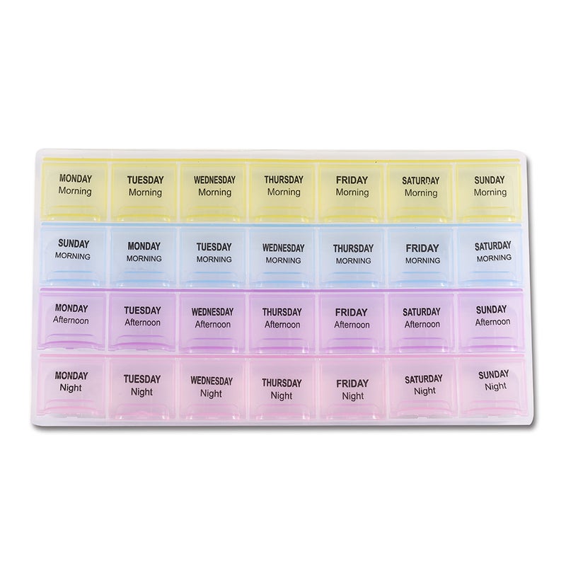 Generic 28 Grid Plastic Jewelry Ring Earring Storage Box With 3 Color Tablet Pills Multicolor  - Image 1