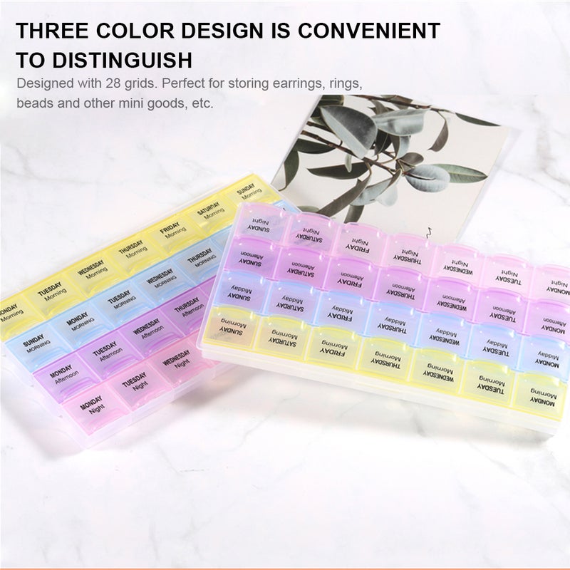 Generic 28 Grid Plastic Jewelry Ring Earring Storage Box With 3 Color Tablet Pills Multicolor  - Image 5