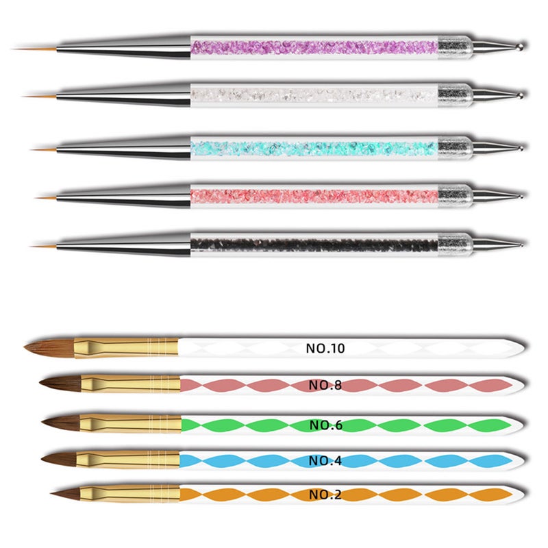 10-Piece Nail Art Brush Kit Multicolor - Image 1