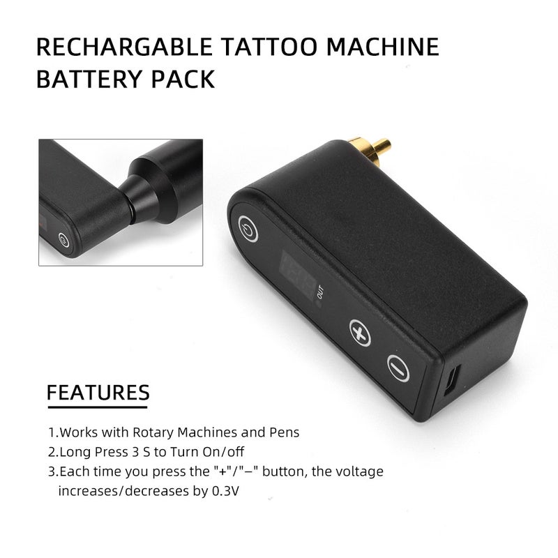 RCA Mini Tattoo Power Supply Battery With Cable Black - Image 4