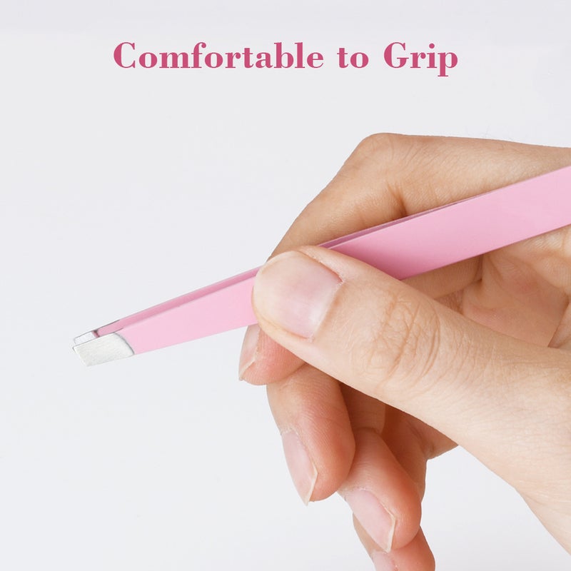 Generic - 4-Piece Eyebrow Tweezers Set With Storage Case Pink - Image 1