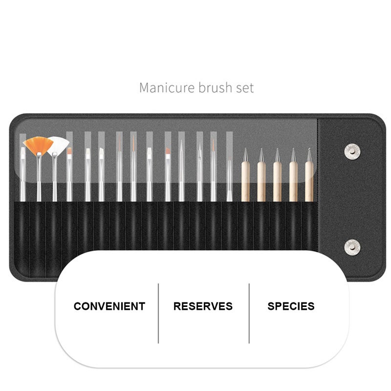 20-Piece Nail Art Brush Kit Black - Image 4