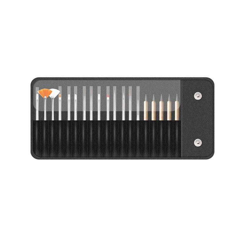 20-Piece Nail Art Brush Kit Black - Image 1