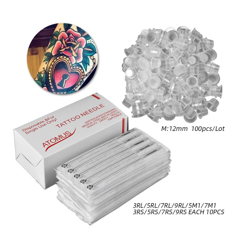 Generic 100-Piece Disposable Tattoo Needles And Cups Set Silver  - Image 4