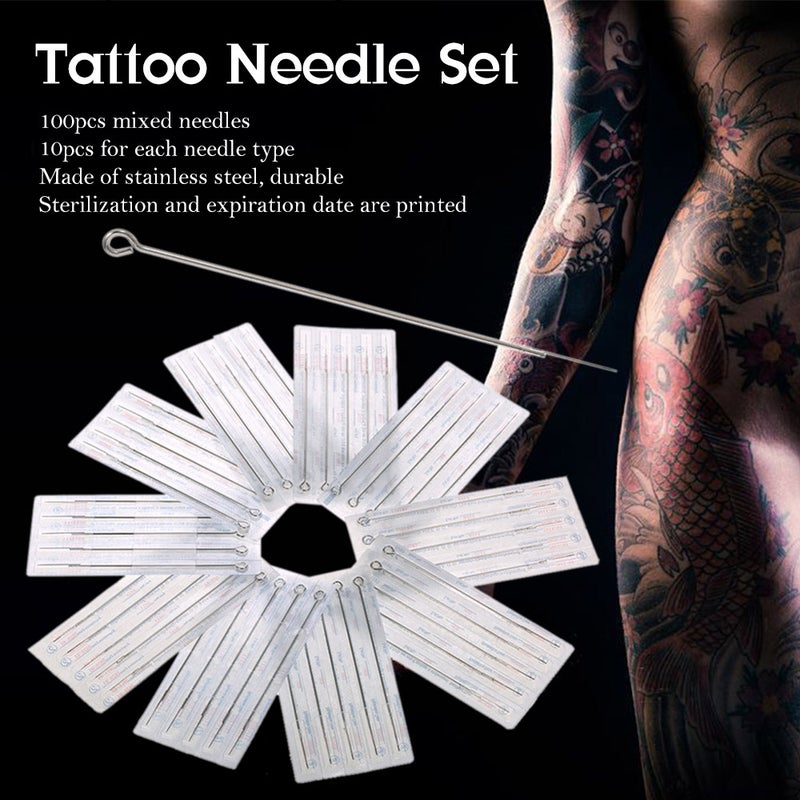 100-Piece Mixed Tattoo Needle Set Silver - Image 2