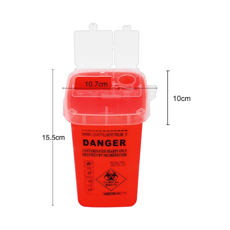 Tattoo Needle Trash Container With Lid Red