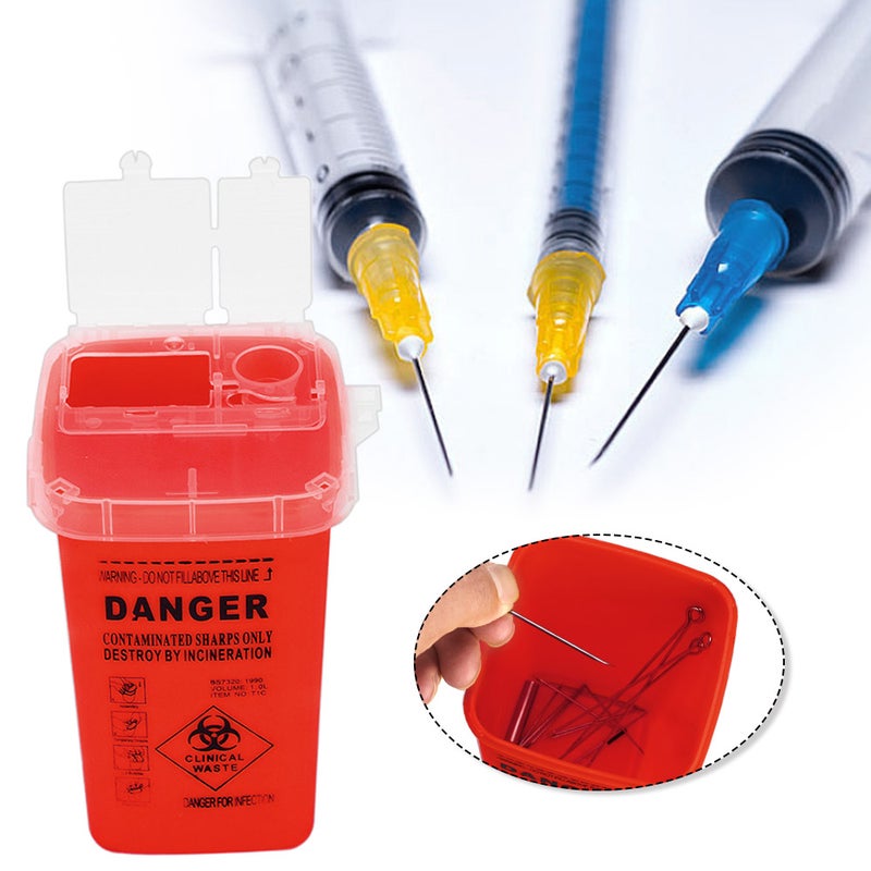 Tattoo Needle Trash Container With Lid Red