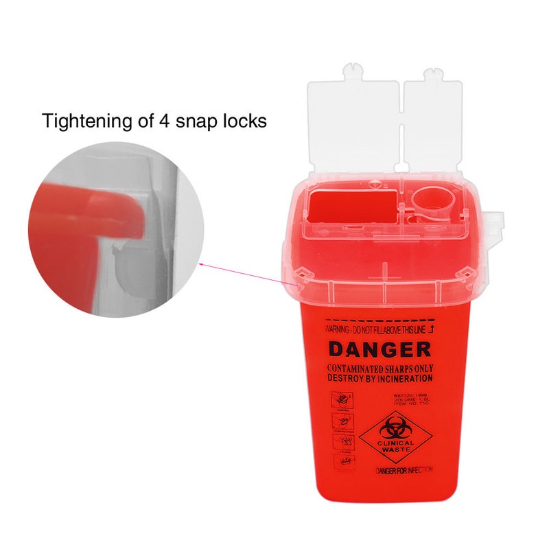 Tattoo Needle Trash Container With Lid Red