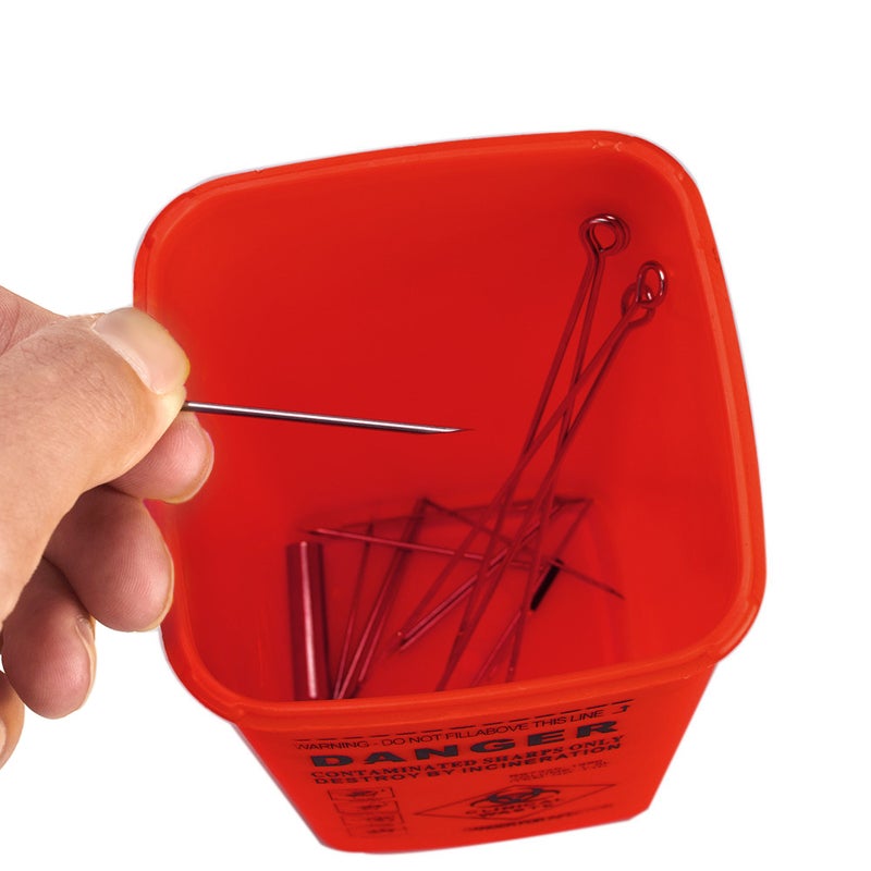 Tattoo Needle Trash Container With Lid Red
