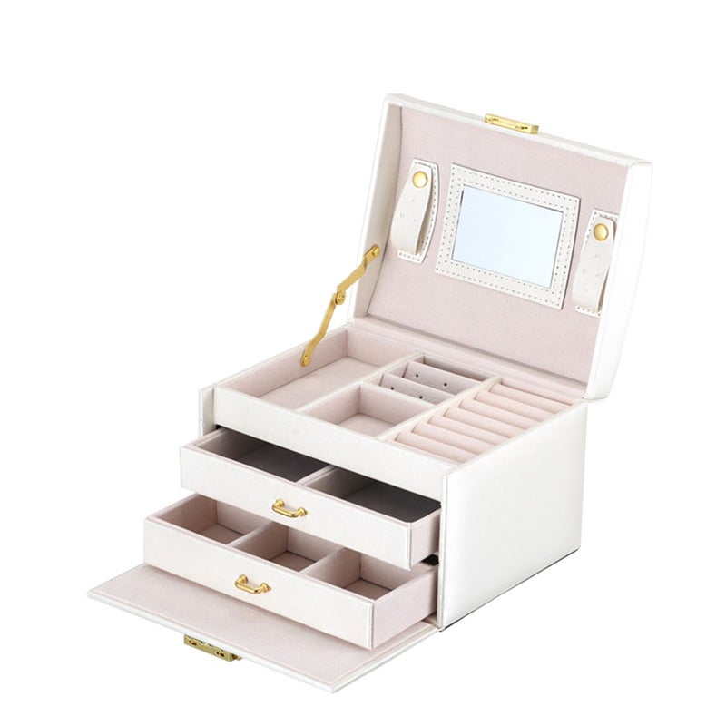 Fashionable PU Leather Jewelry Box White - Image 1